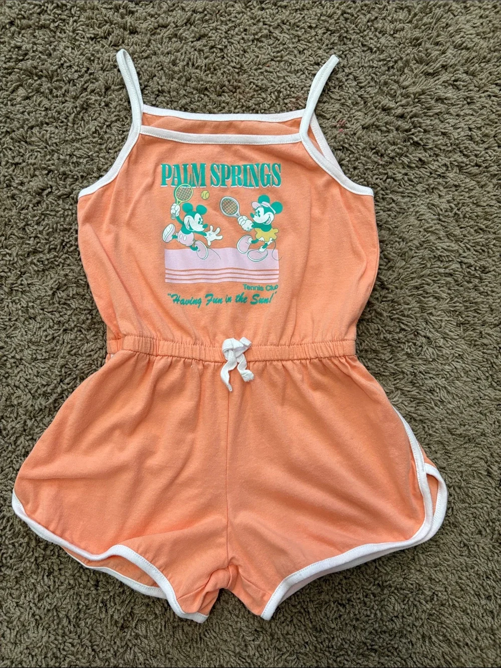 Disney Peach Tank Top with White Trim and Minnie Mouse Logo